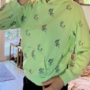 Adika Stylish Mint Green Hoodie with Dragon Pattern like new!